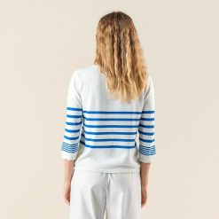 LIVING CRAFTS Romine | Pull-Over Bleu Azur/Blanc Wholesale