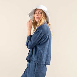 LIVING CRAFTS Roxane | Cardigan Bleu Indigo Online