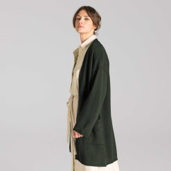 LIVING CRAFTS Histoire Vraie Aniek | Cardigan Long Foret Verte Wholesale