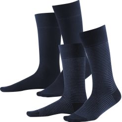 LIVING CRAFTS Arni | Chaussettes, Paquet De 2 Melange Bleu Marine Fonce/Indigo New