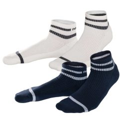 LIVING CRAFTS Orell | Chaussettes Montantes Sneaker, Lot De 2 Marine/Blanc New