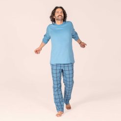 LIVING CRAFTS Pekka | Pyjamas Cheque Ombre Bleue Clearance