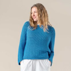 LIVING CRAFTS Ricarda | Chandail, Manches 3/4 Bleu Azur Hot