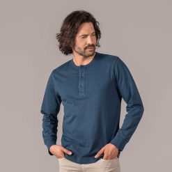 LIVING CRAFTS Paul | Chemise Henley Minuit Clearance