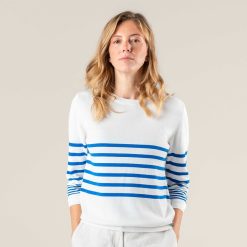 LIVING CRAFTS Romine | Pull-Over Bleu Azur/Blanc Wholesale