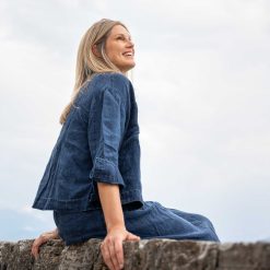 LIVING CRAFTS Roxane | Cardigan Bleu Indigo Online