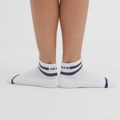 LIVING CRAFTS Orell | Chaussettes Montantes Sneaker, Lot De 2 Marine/Blanc New