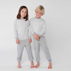 LIVING CRAFTS Elephant | Pyjamas Gris-Melange/Blanc Raye Best