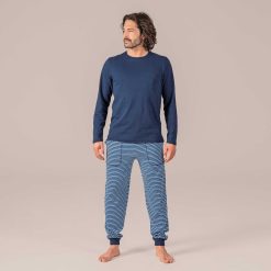 LIVING CRAFTS Frederic | Pantalon De Nuit Raye Bleu Marine New