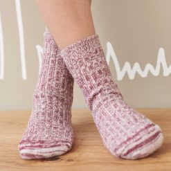 LIVING CRAFTS Artisanat Vivant | Chaussettes Norvegiennes Pour Enfants Bordeaux Mouline New