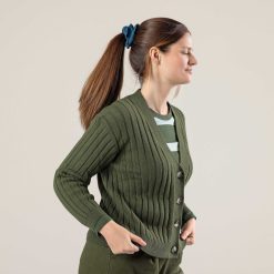 LIVING CRAFTS Pirala | Cardigan Olive Foncee Best